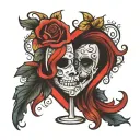 I love you, wife and husband, wine glass tattoo design idea