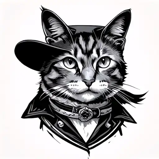 Cowboy Cat tattoo design idea