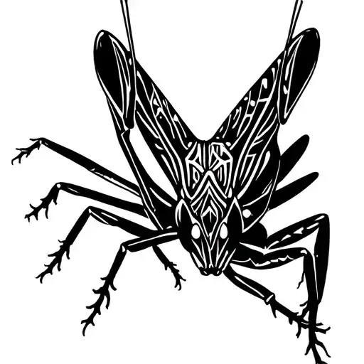 grasshopper resting tattoo design idea