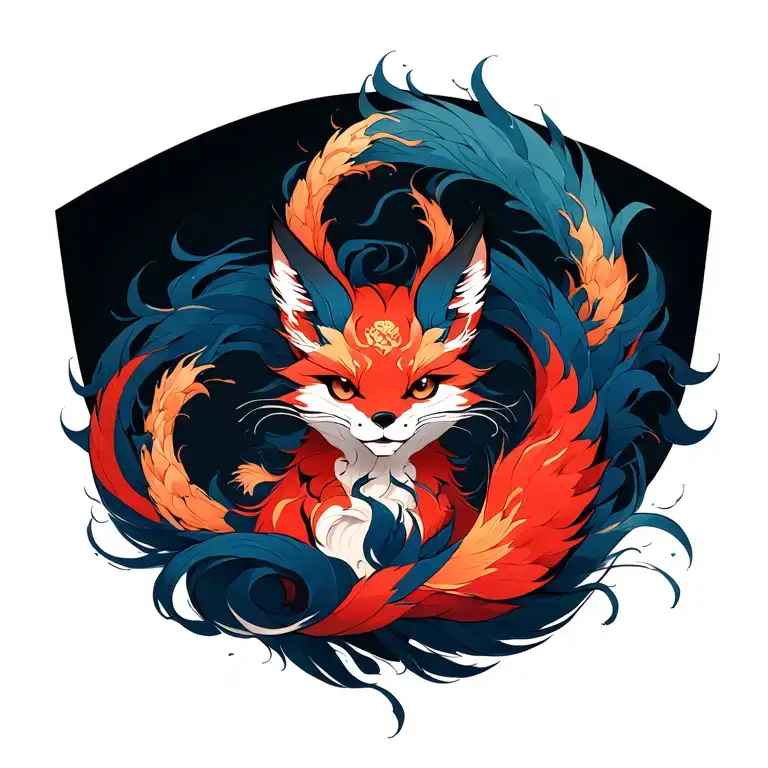 spirit 9 tailed fox tattoo design idea