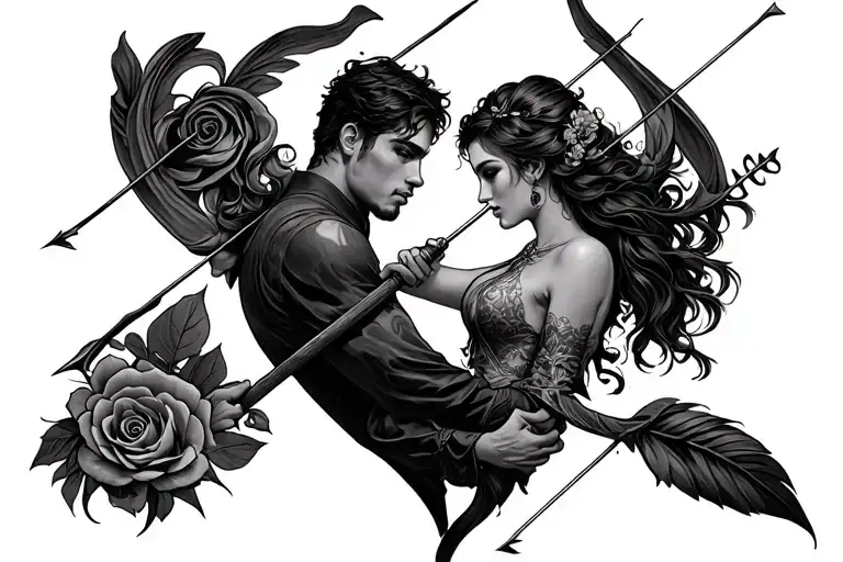 couple tatoo bow and arrow tattoo design idea