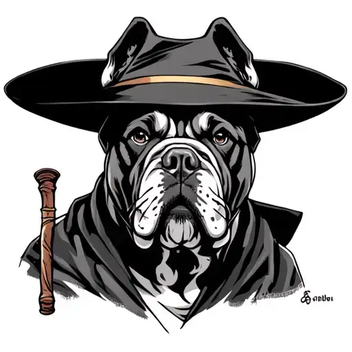 kisuke urahara hat and cane corso tattoo design idea