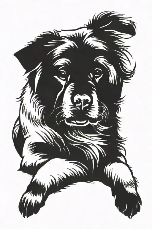 smooth coat chow chow sitting down silhouette tattoo design idea