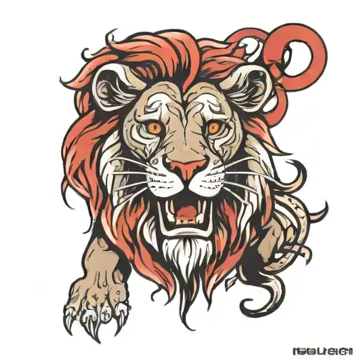 heart lion tattoo design idea