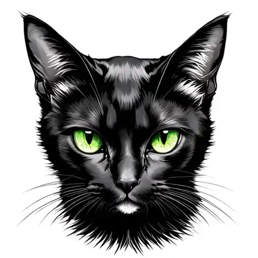 Black Cat Green Eyes tattoo design idea
