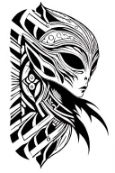 An alien with tribal patterns tattoo design idea