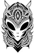 An alien with tribal patterns tattoo design idea