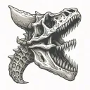 dinosaur skull ripped from head tattoo design idea