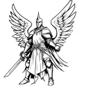 guardian knight holding a sword with wings  tattoo design idea