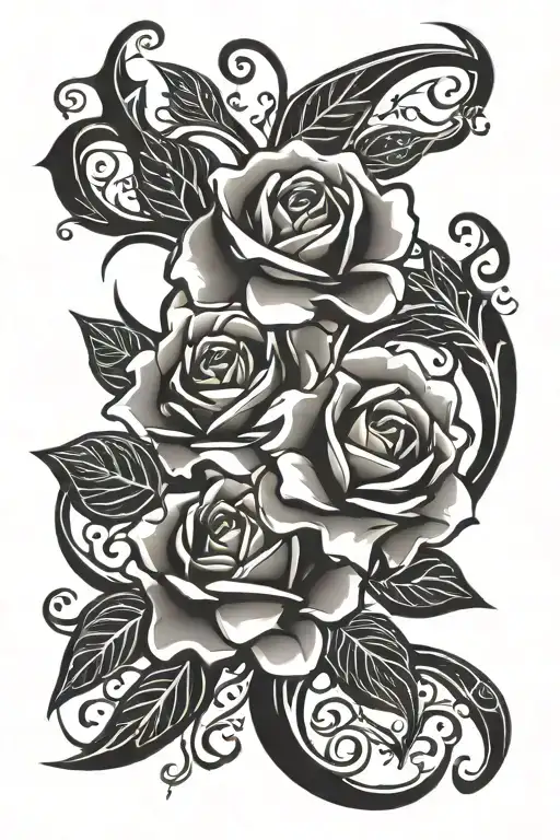 Blue Metalic Roses intertwined tattoo design idea