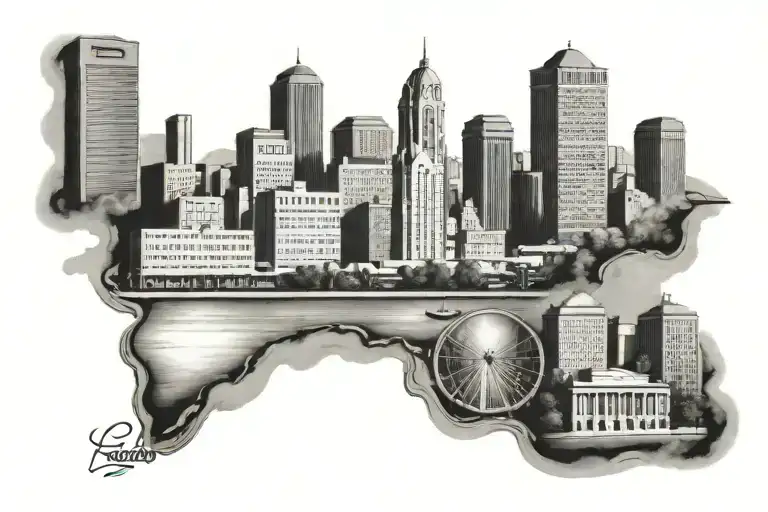 Black and Grey black-and-grey-baltimore-city-skyline-tattoo-blackink-ai