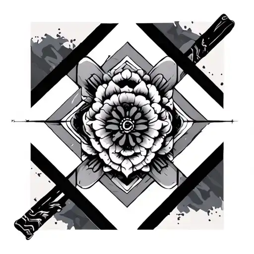 ronin samuri geometric pattern tattoo design idea