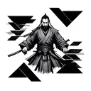 ronin samuri geometric pattern tattoo design idea