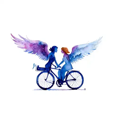 angels on a bike tattoo design idea