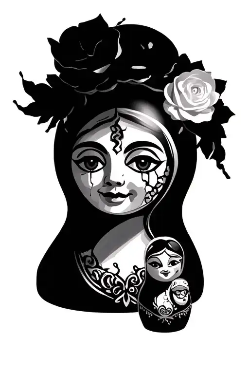 broken nesting doll tattoo design idea