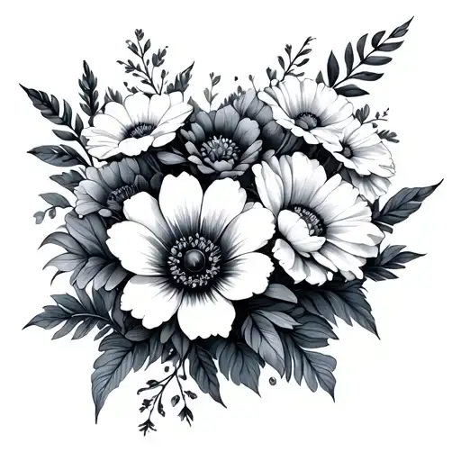 lots of flowers tattoo design idea