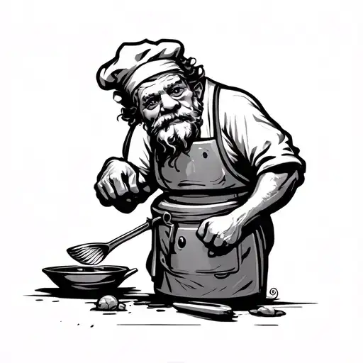 Black Peter cooking a stew tattoo design idea