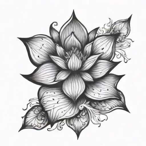 lotus and star accents tattoo design idea