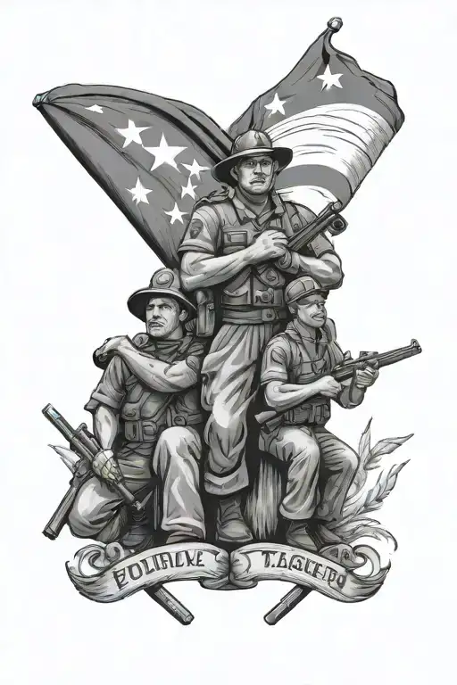 soldier, fireman and teacher with philippine flag tattoo design idea