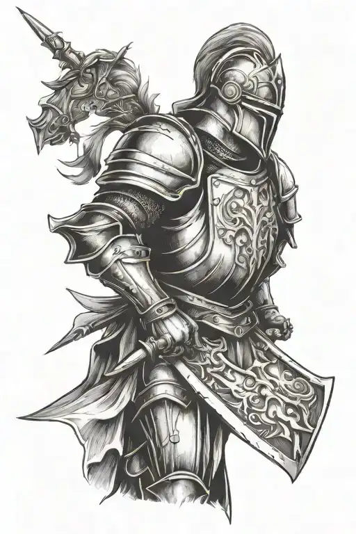 knight in armor in dark fantasy style tattoo tattoo design idea