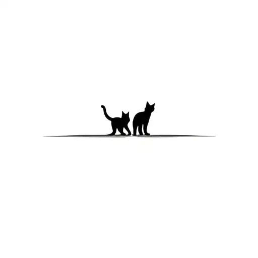 silhouette two black cats walking towards each other tattoo design idea