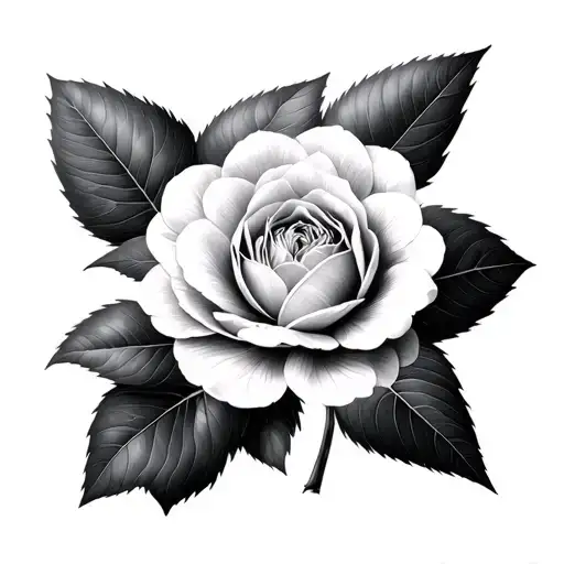 I would like a camellia that is exposed on a sheet with geometric shapes such as double square tattoo design idea