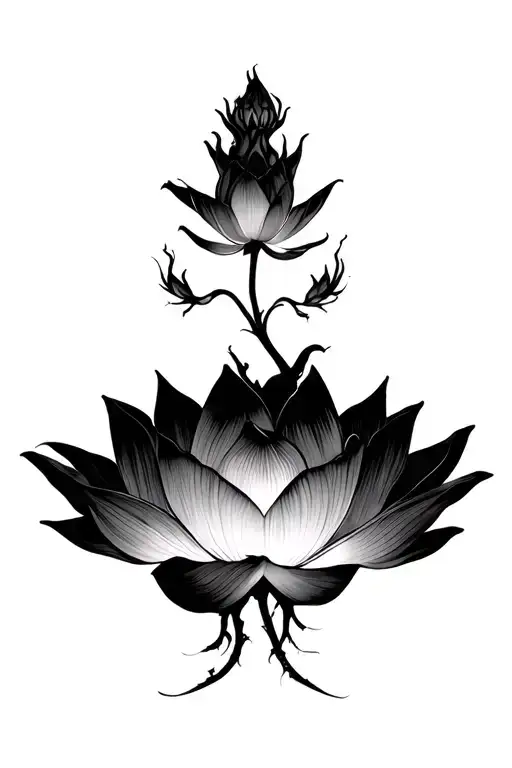 Lotus flower and poison tree made only tattoo design idea