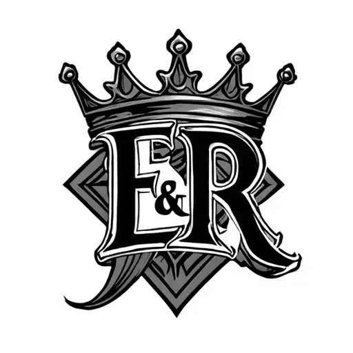 "E&R" crown tattoo design idea