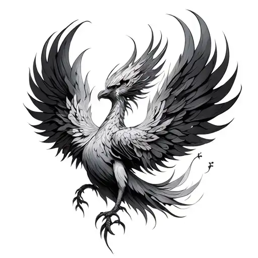 Feminine Phoenix tattoo design idea