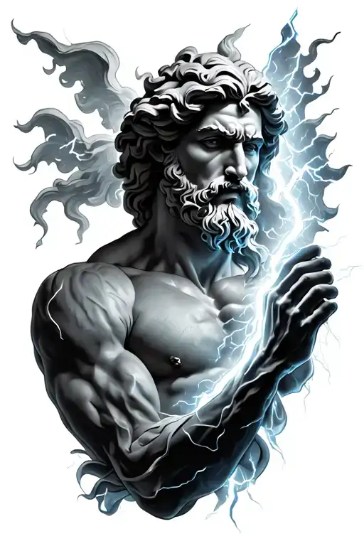 Zeus holding a lightning tattoo design idea