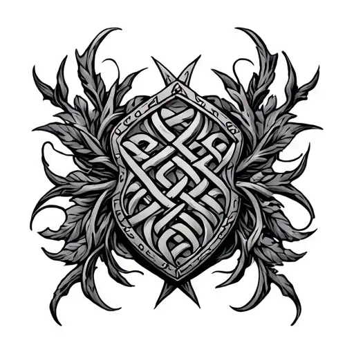 Celtic Vine shield knot tattoo design idea