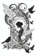 portals fairies and birds  tattoo design idea