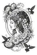 portals fairies and birds  tattoo design idea