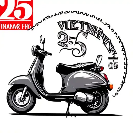 postage stamp, mountain road vietnam scooter 25 combined with letters tattoo design idea