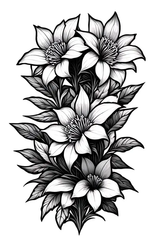 clematis flowers intertwined tattoo design idea