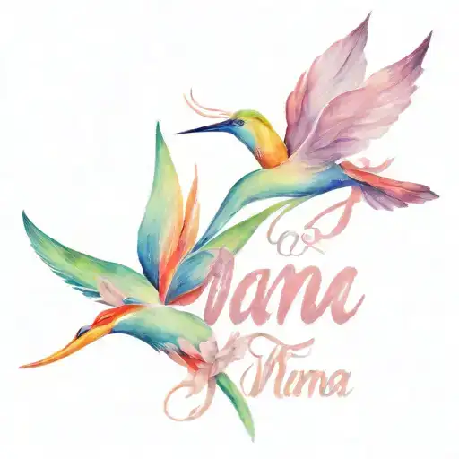 the flower the bird of paradise with the word mama a dove and a heart tattoo design idea