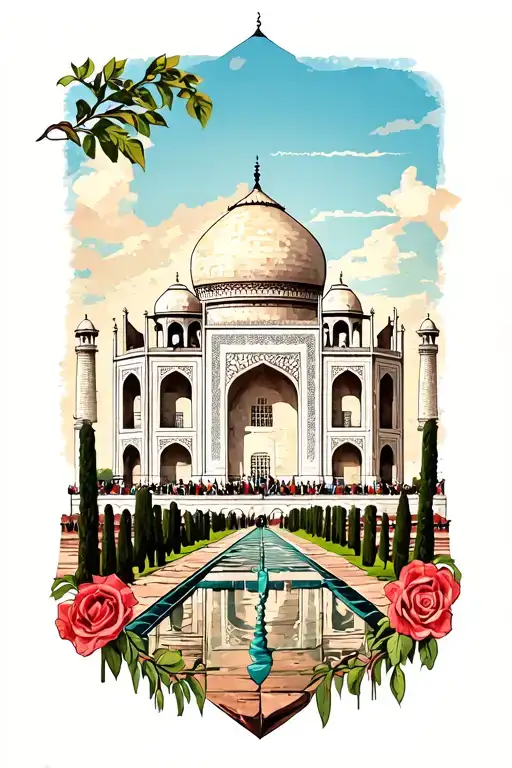 Taj Mahal and the Colosseum of Rome tattoo design idea