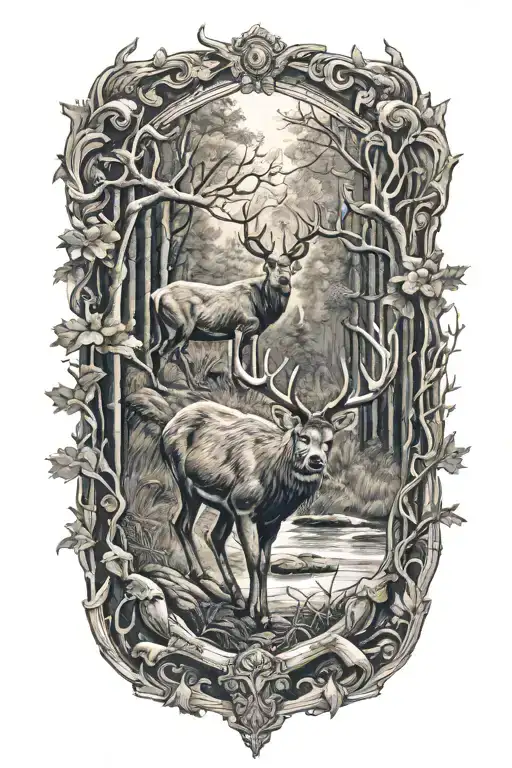 hunting deer tattoo design idea