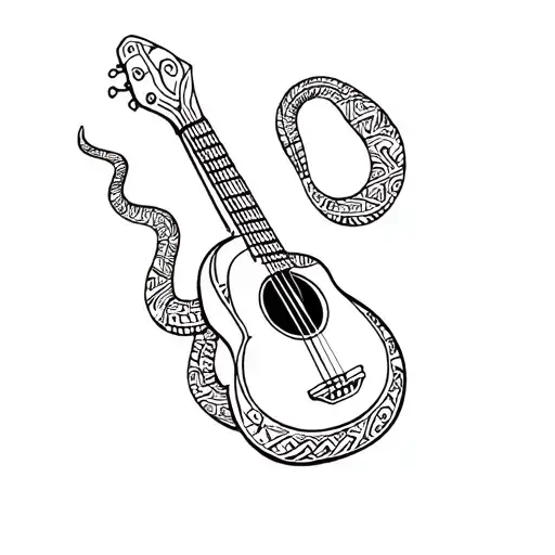Aztec Snake Pattern, Guitar, Regional Mexican Music, Tumbed Rules, Junior H, Natanael Cano tattoo design idea
