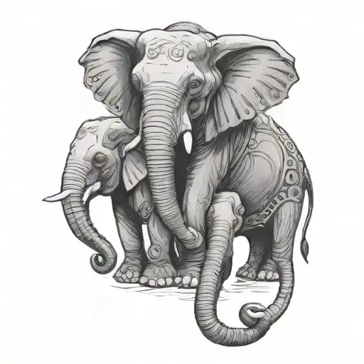 3 headed elephant tattoo design idea