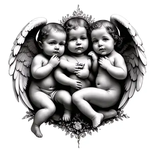 3 Baby Angels tattoo design idea