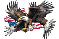 bald eagle flying with american flag back ground  tattoo tattoo design idea