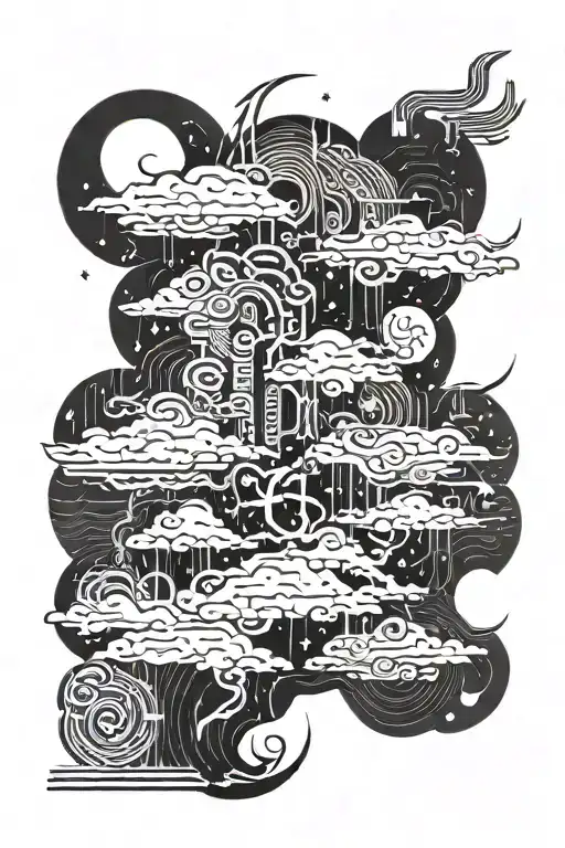 A dramatic scene set in a black, bright sky on the tumultuous night of 03 13 2014. Amidst the rain and thunder, the cons tattoo design idea