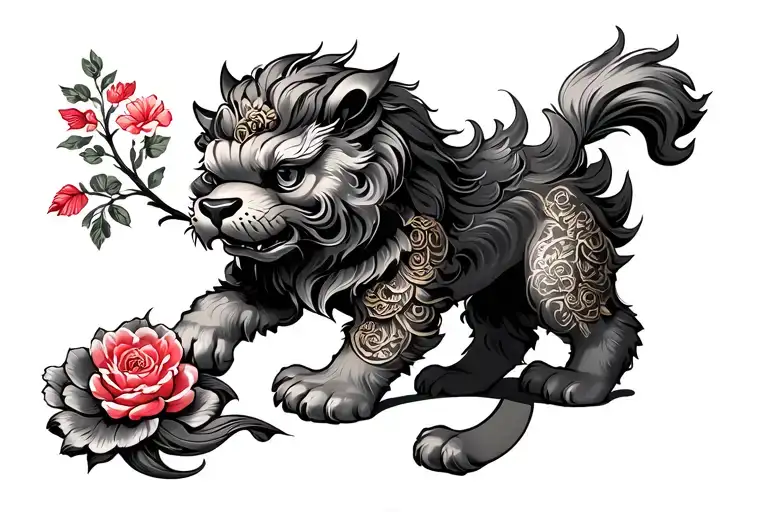 traditional foo dog leg wrap another tattoo tattoo design idea