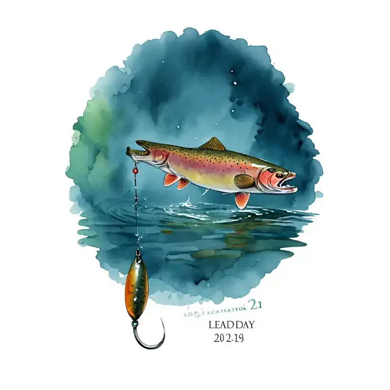 brown trout with a lure in it mouth so the a date on it tattoo design idea