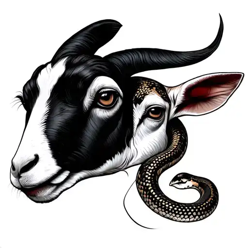 split face lamb and snake tattoo tattoo design idea