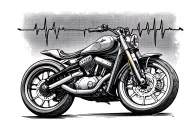 motorcycle heartbeat line forming tattoo design idea