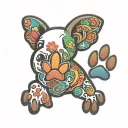 rainbow bridge dog paw print tattoo design idea