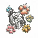 rainbow bridge dog paw print tattoo design idea