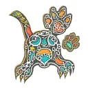 rainbow bridge dog paw print tattoo design idea